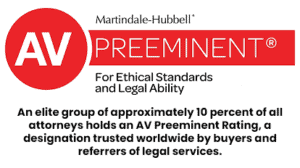 An elite group of approximately 10 percent of all attorneys holds an AV Preeminent Rating, a designation trusted worldwide by buyers and referrers of legal services.